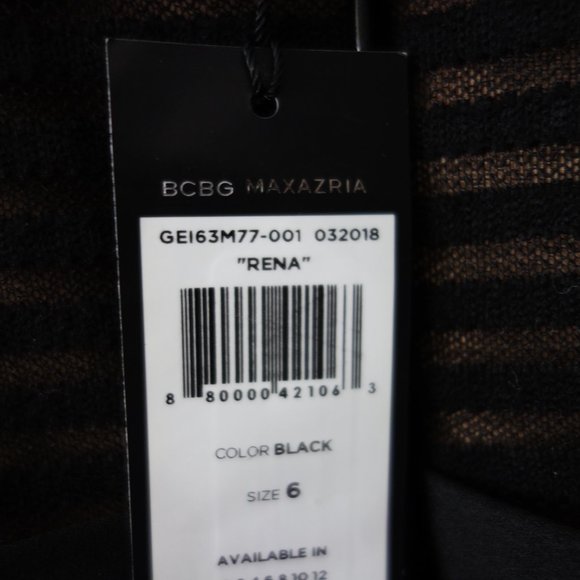 BCBG MAXAZRIA GEI63M77-001 032018 "RENA" BLACK SIZE 6 DRESS *NEW WITH TAGS* - Picture 5 of 14